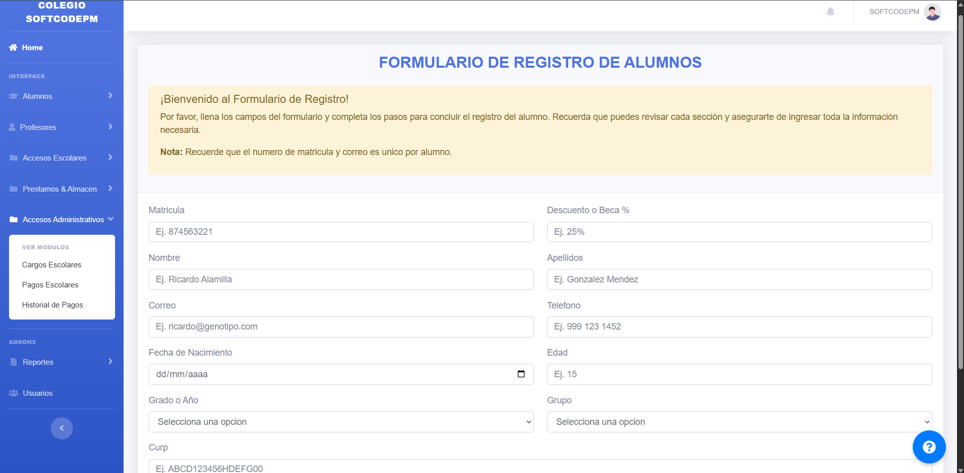 Plataforma de gestión educativa GestiEduSoft para alumnos, docentes, materias y reportes