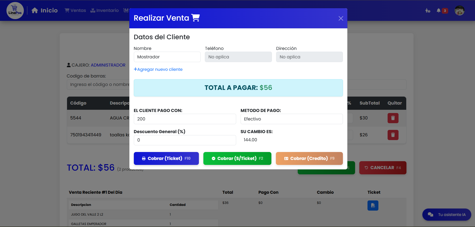 Lina Pos, sistema de ventas online para gestión de productos, clientes y reportes
